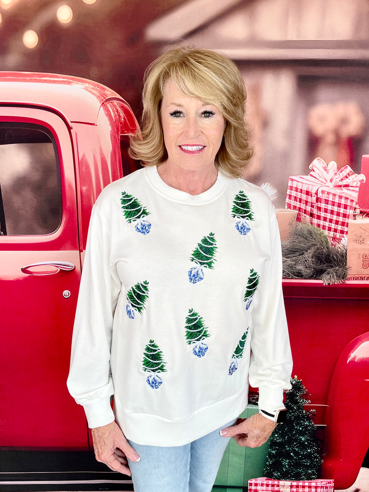 Lakelyn Sweatshirt - Blue Trees