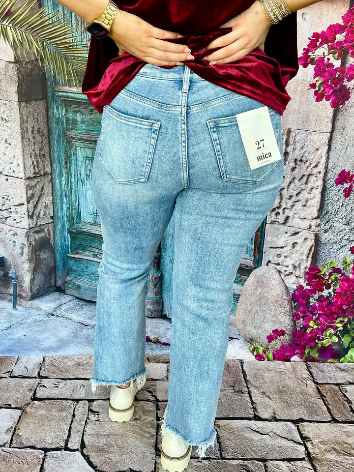 Mica Denim High Rise Crop w/Raw Hem