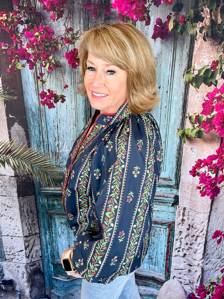 Ms. Mistletoe Top - Navy Mix