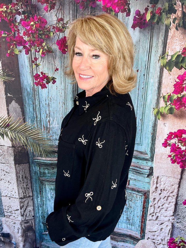 Too Cute In My Bows Top - Black