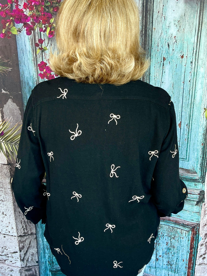 Too Cute In My Bows Top - Black