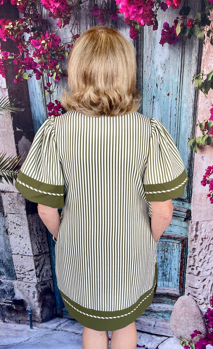 See My Stripes Dress - Olive