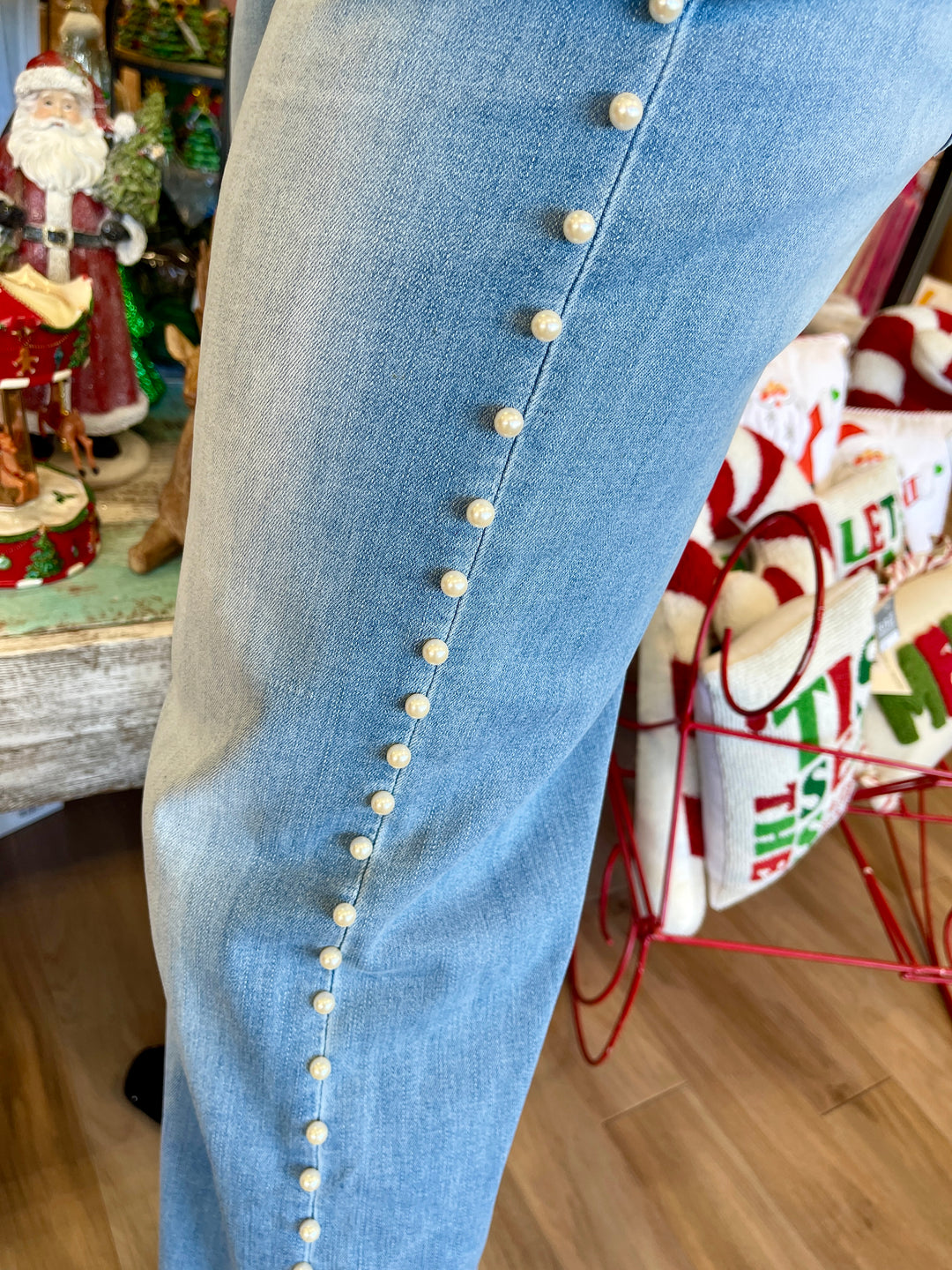 Mica Denim Wide Leg w/Pearls