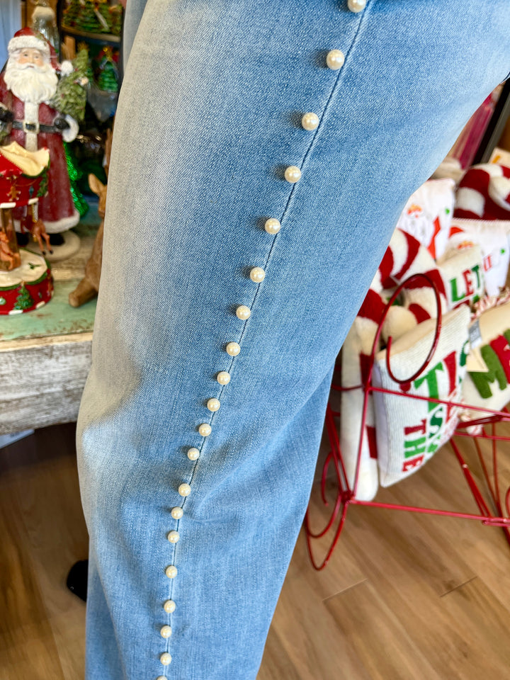 Mica Denim Wide Leg w/Pearls