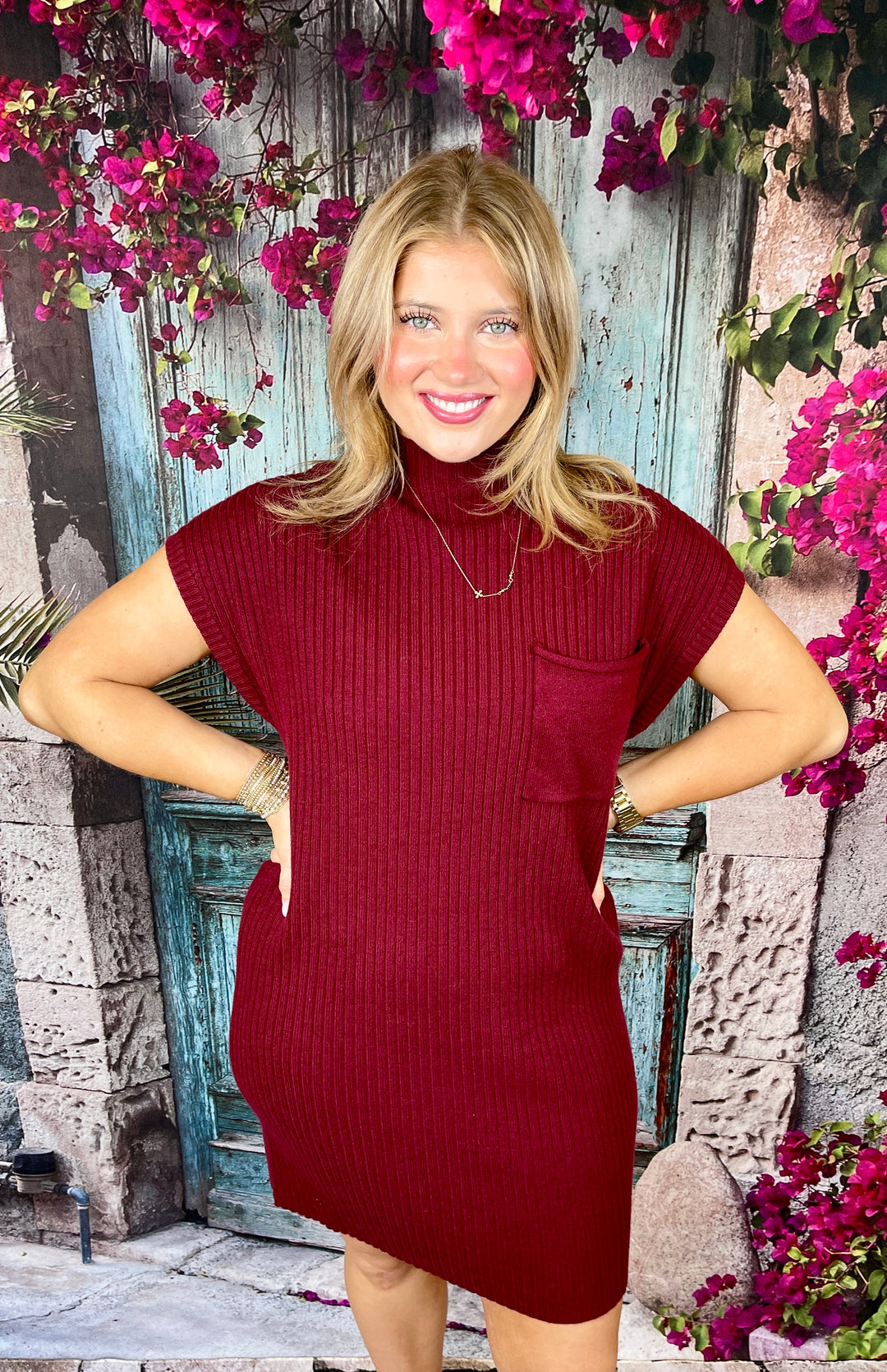 wine red sweater dress Inspire CHIC Women's Long Sleeve Sweater Dress Crewneck Ribbed Knit Pleated A-Line Midi Dresses XL Wine Red, Black