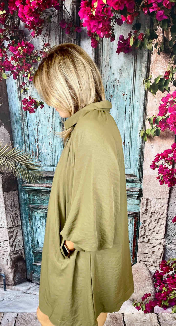 Soft And Scalloped Dress - Olive