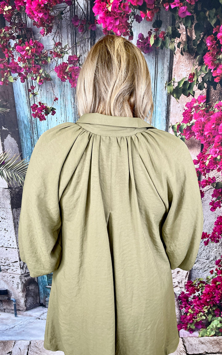 Soft And Scalloped Dress - Olive