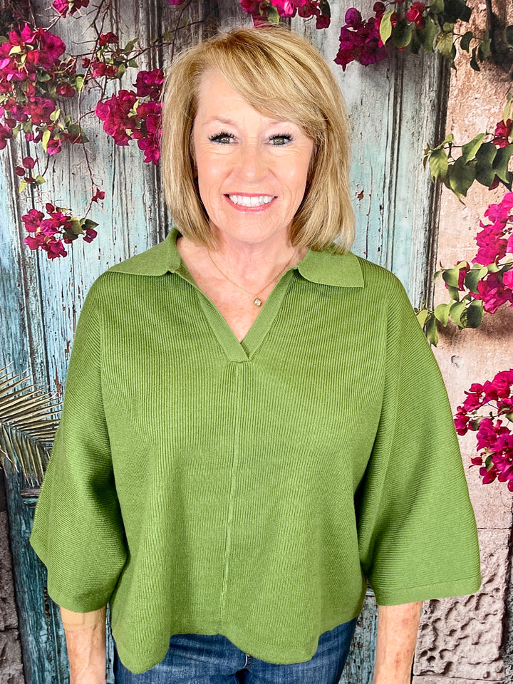 Give Just A Little Top- Olive