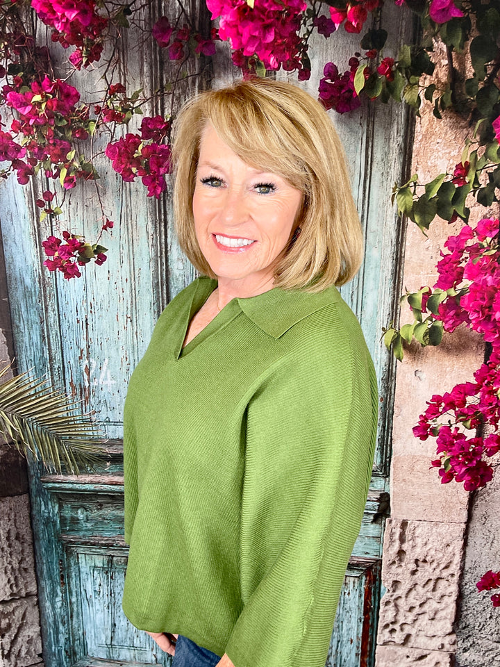 Give Just A Little Top- Olive