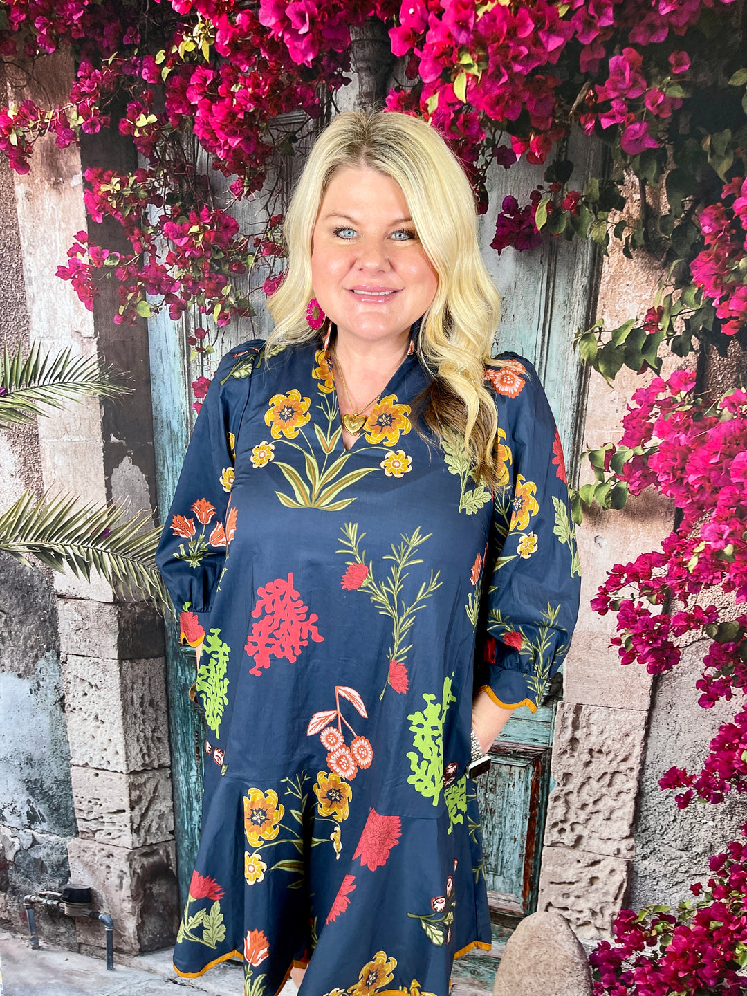 All The Scallops Dress- Navy