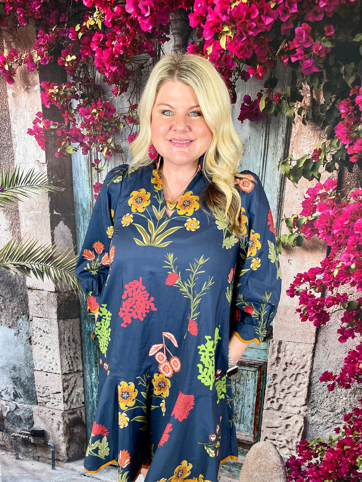 All The Scallops Dress- Navy