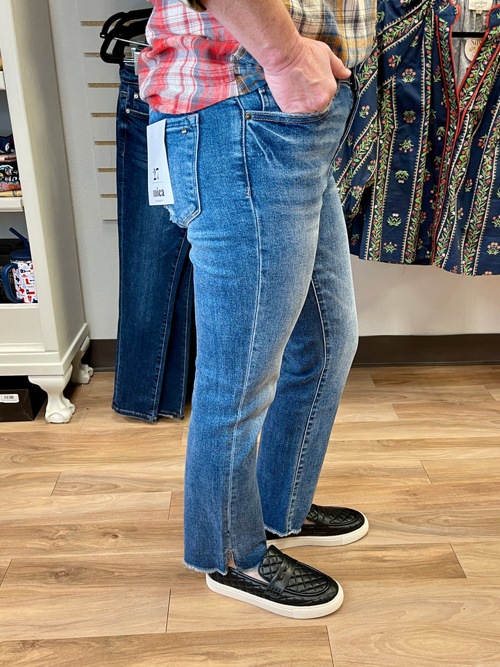 Mica Denim Freestyle Mid Rise Crop - Marine Blue