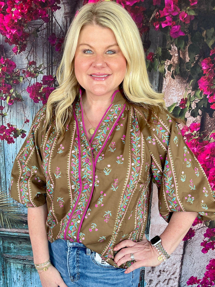 FINAL SALE Baby Breath Top - Brown