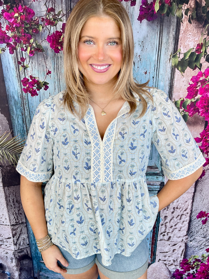 X's & Bows Top- Blue