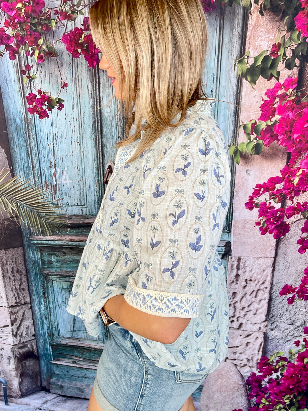 X's & Bows Top- Blue