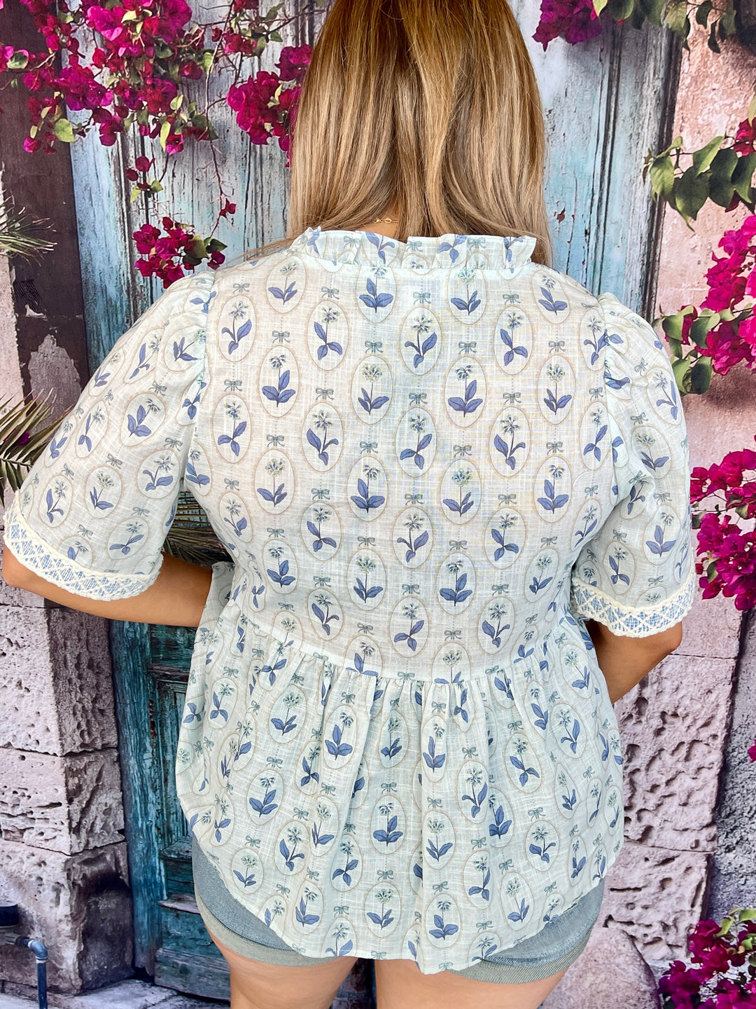 X's & Bows Top- Blue