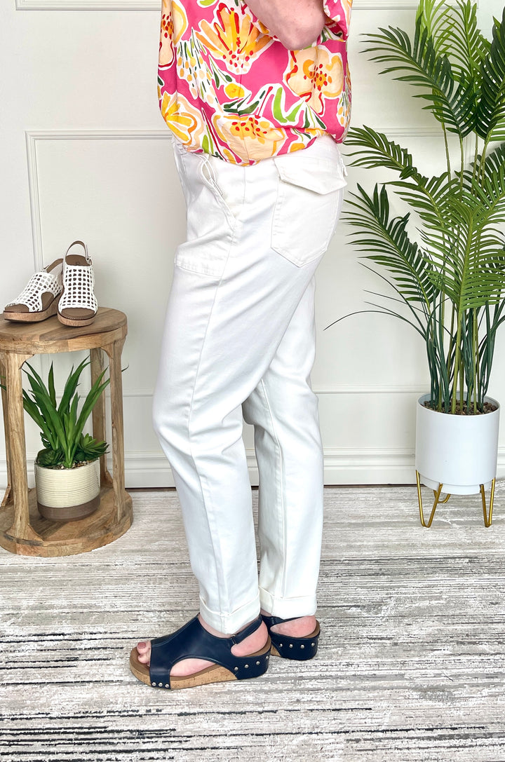 Judy Blue High Waist Aurora Weekender - White