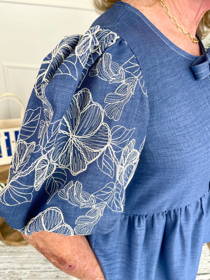 Blooms In Blue Top