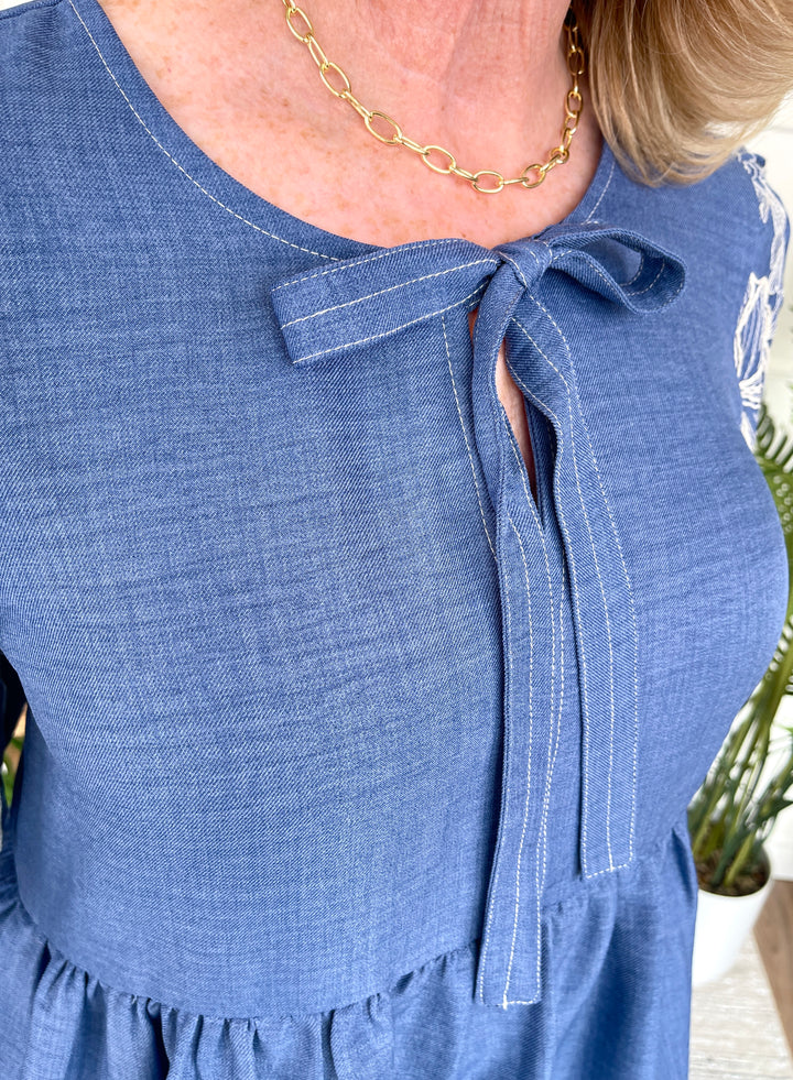 Blooms In Blue Top