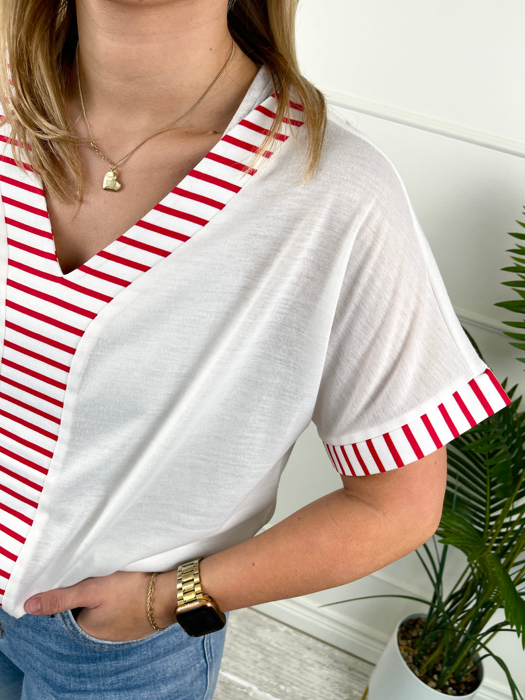 Red Stripe Top