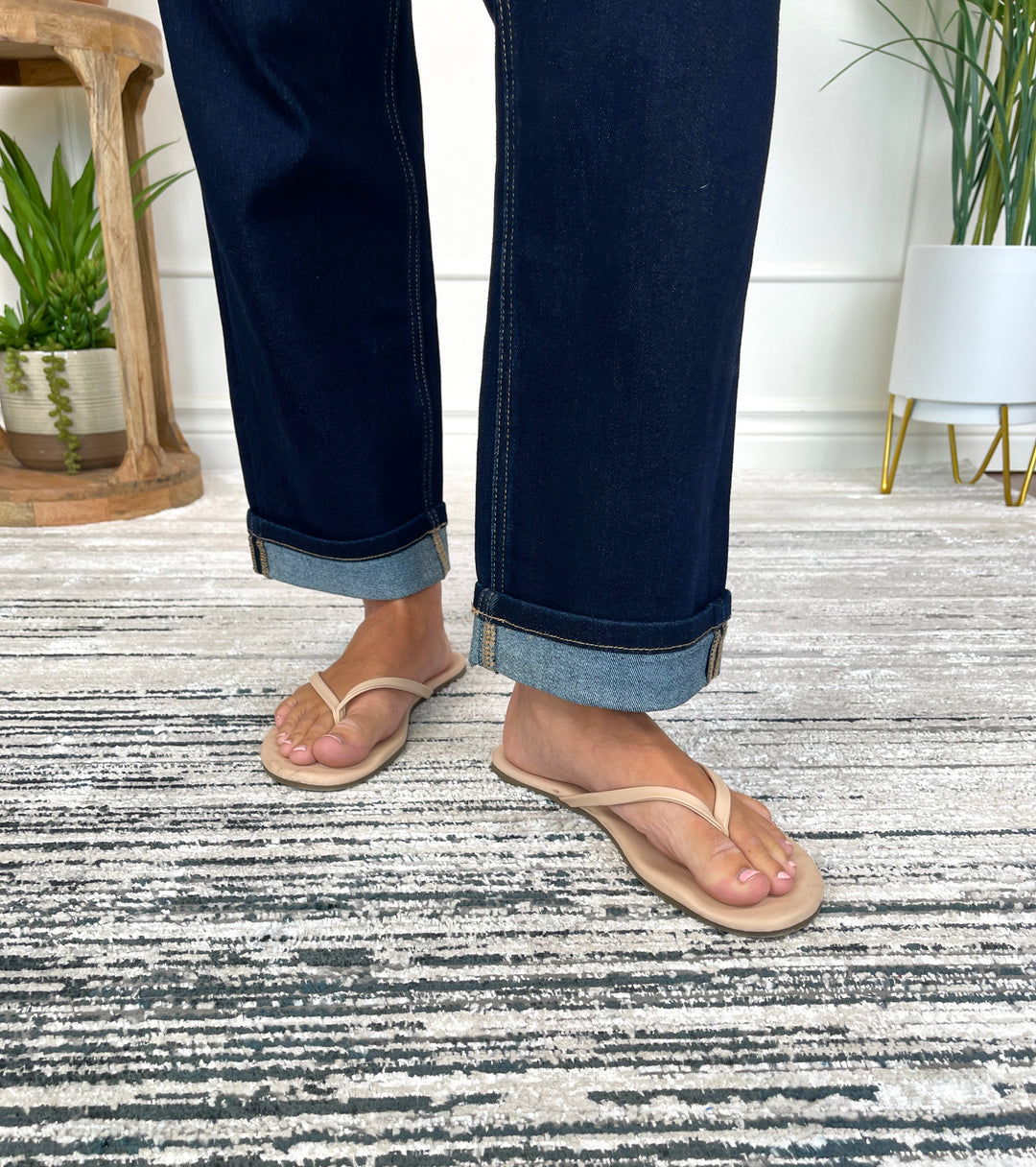 Mica Denim Mid Rise Ankle Straight Cuffed Leg