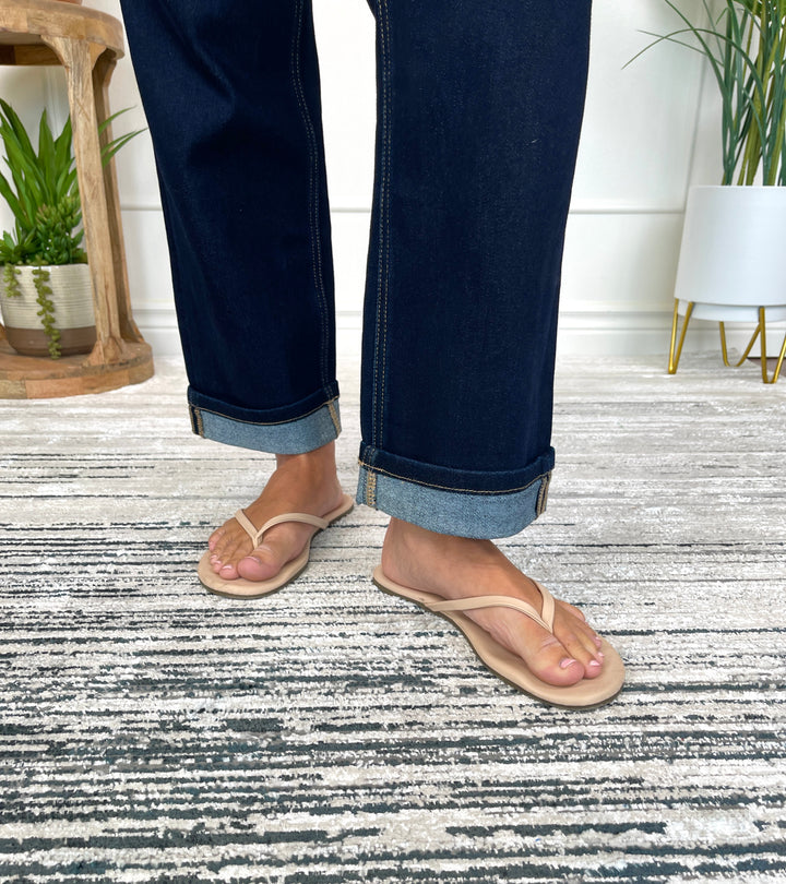 Mica Denim Mid Rise Ankle Straight Cuffed Leg