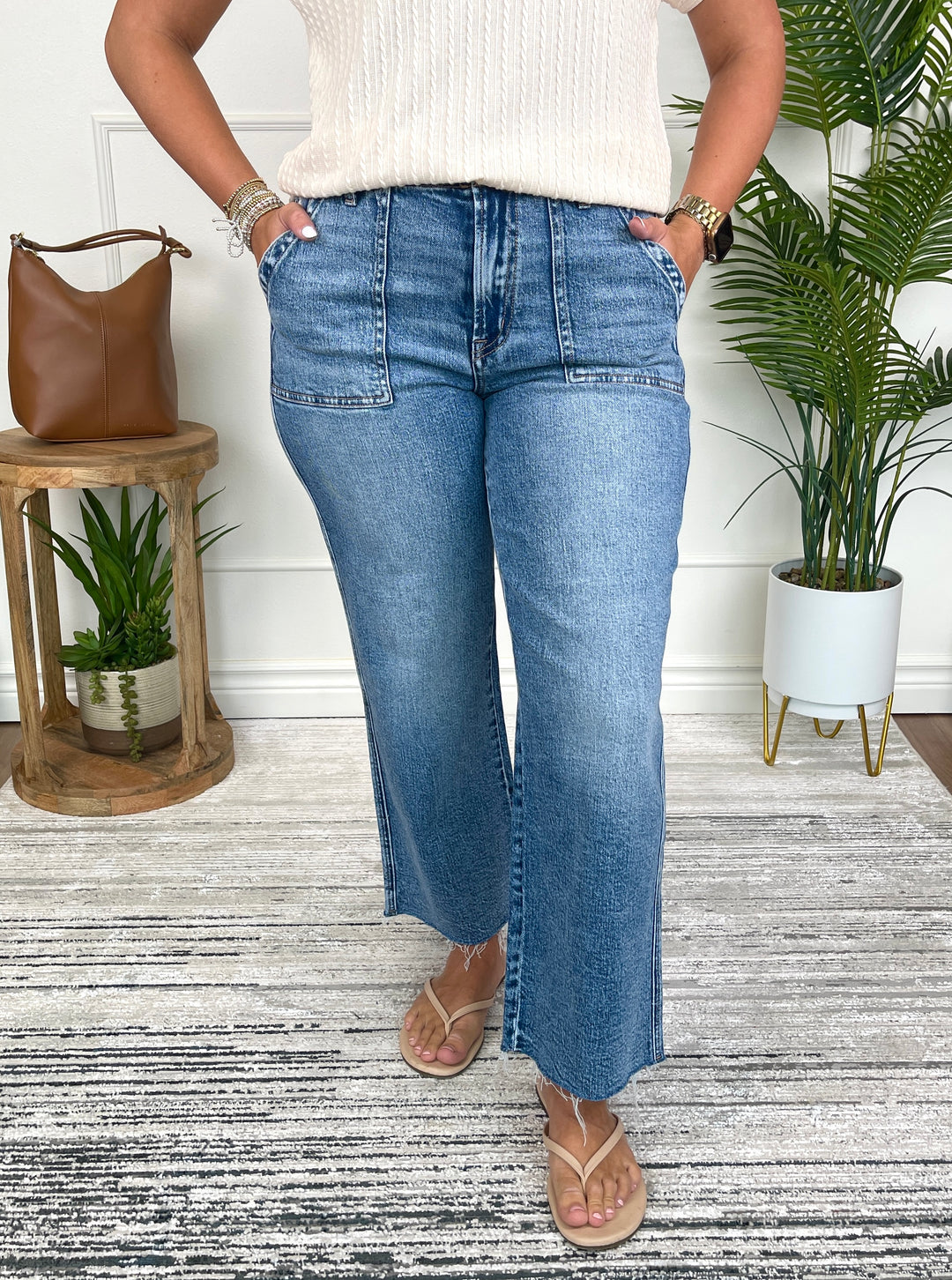 Vervet High Rise Slim Wide W/ Patch Pocket