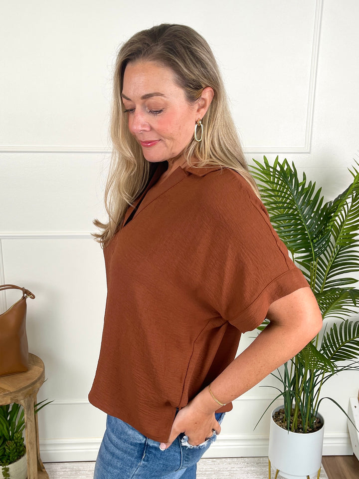 Go With The Flow Top - Brown