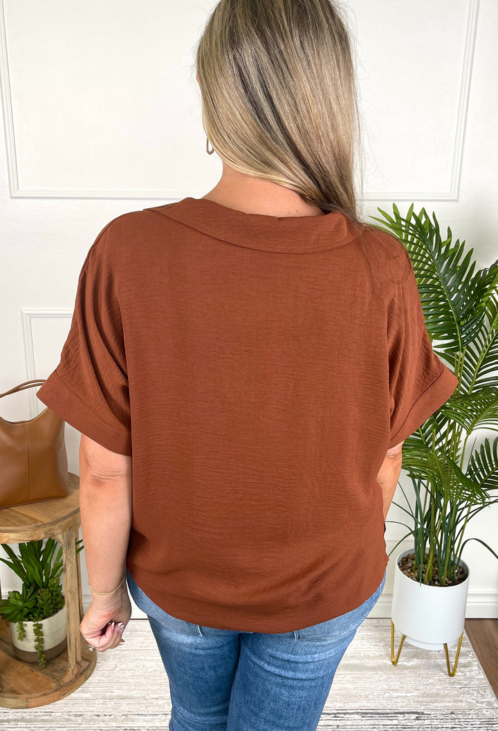 Go With The Flow Top - Brown