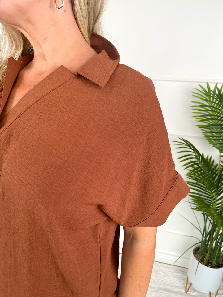 Go With The Flow Top - Brown