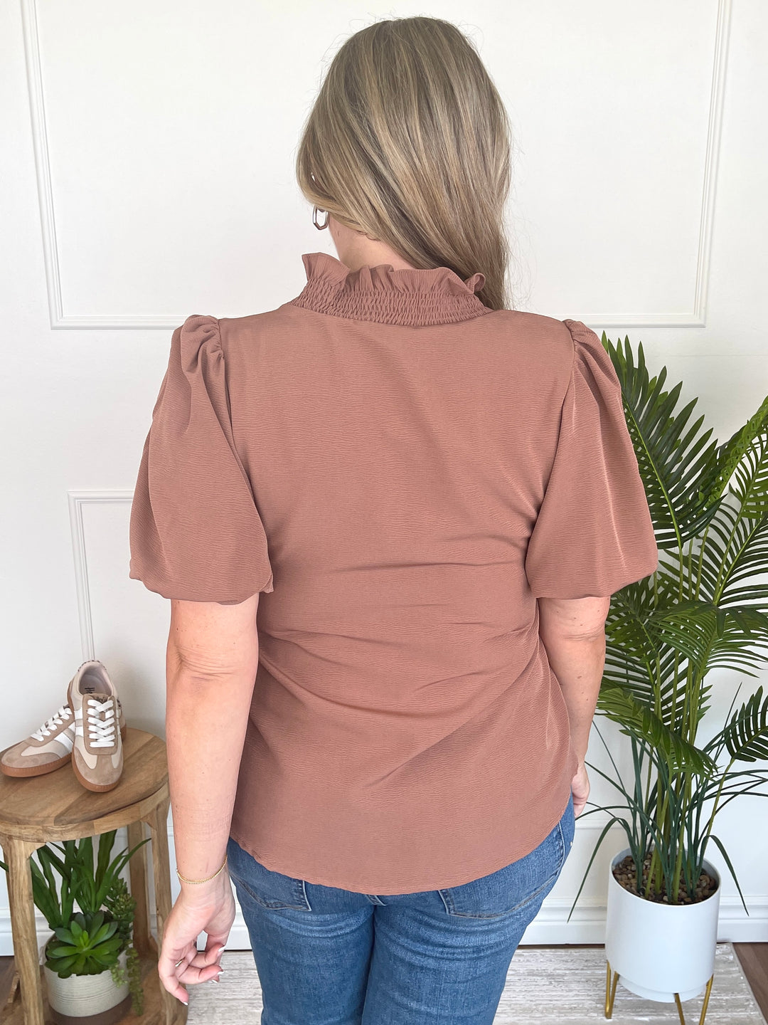 Ravishing Ruffle Top- Brown