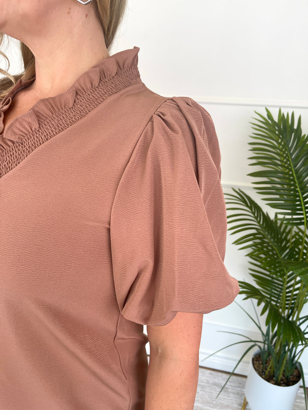 Ravishing Ruffle Top- Brown
