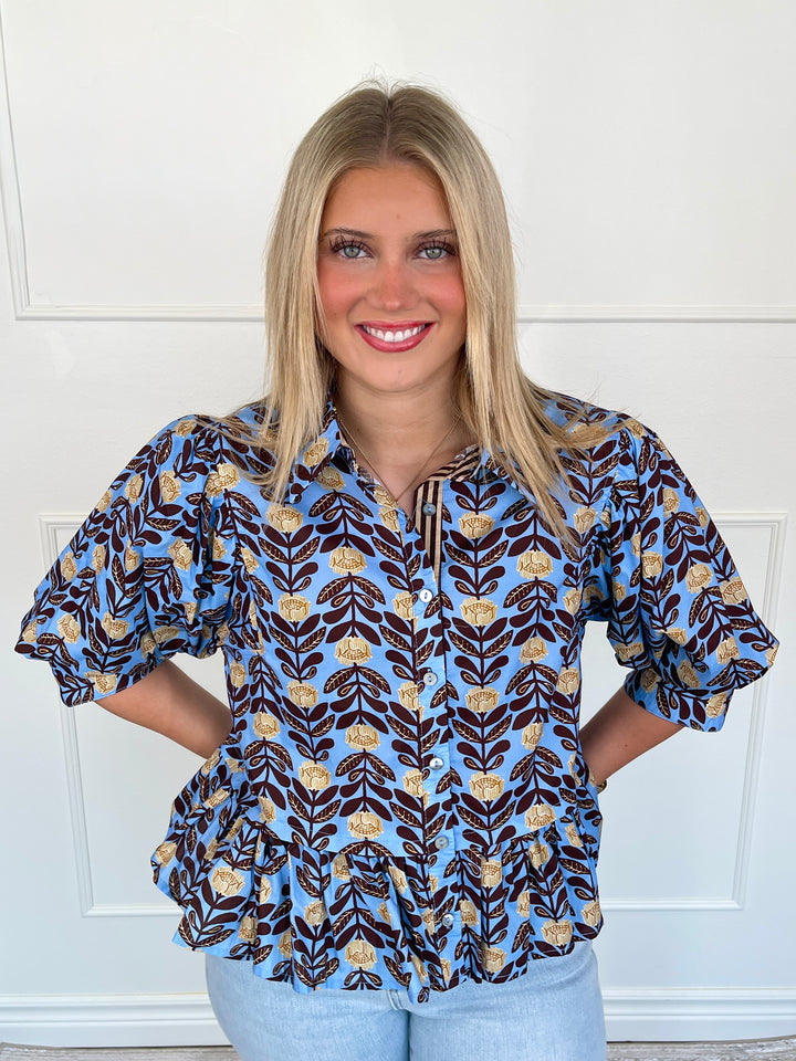 Cocoa Floral Top