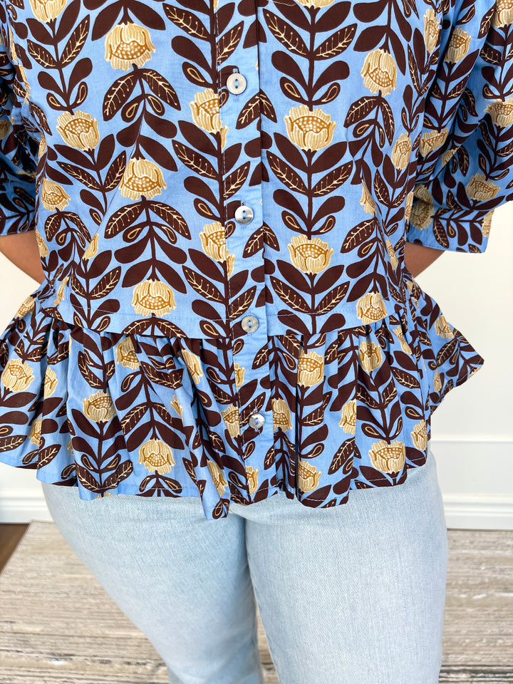 Cocoa Floral Top