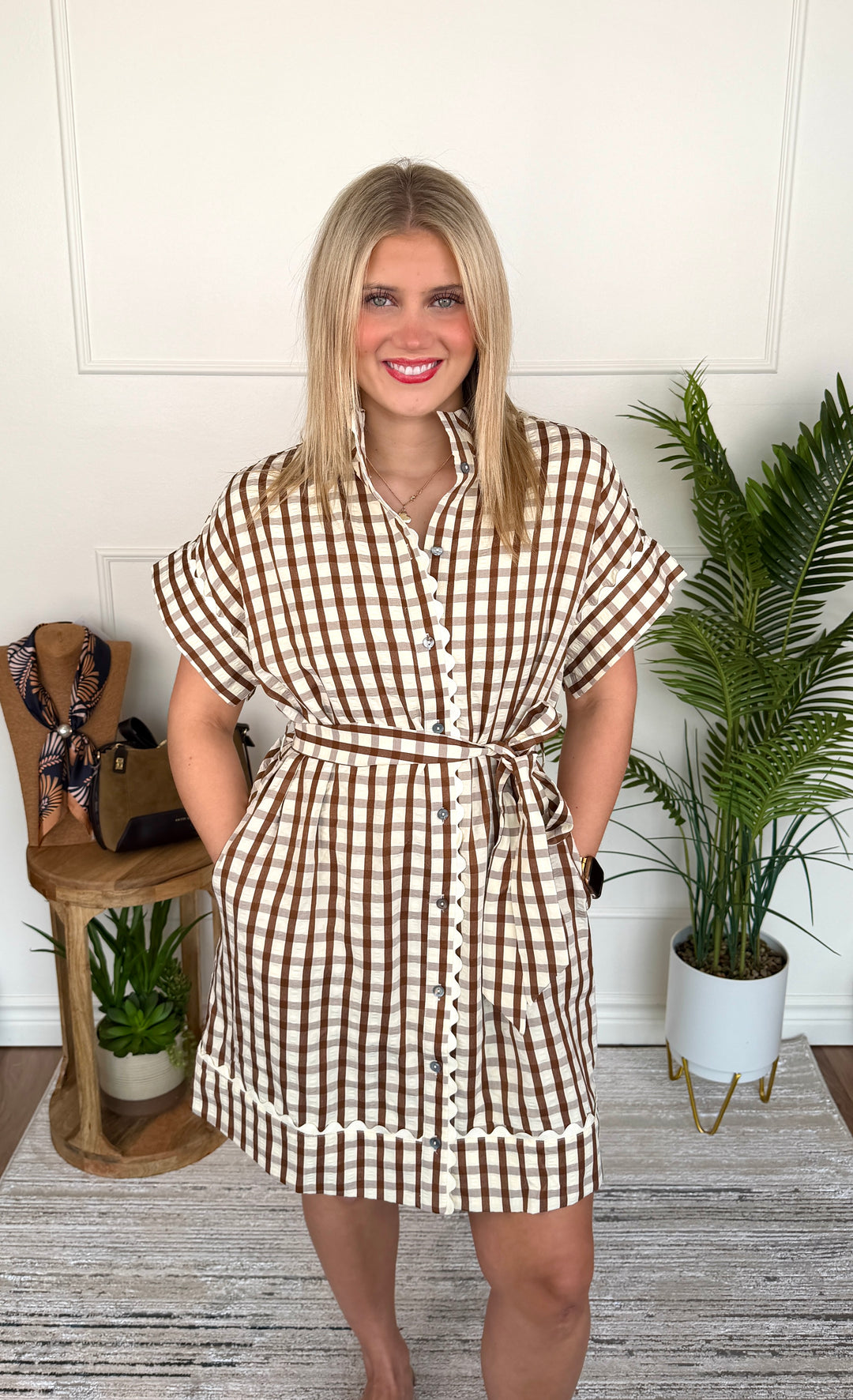 Perfectly Plaid Dress - Brown