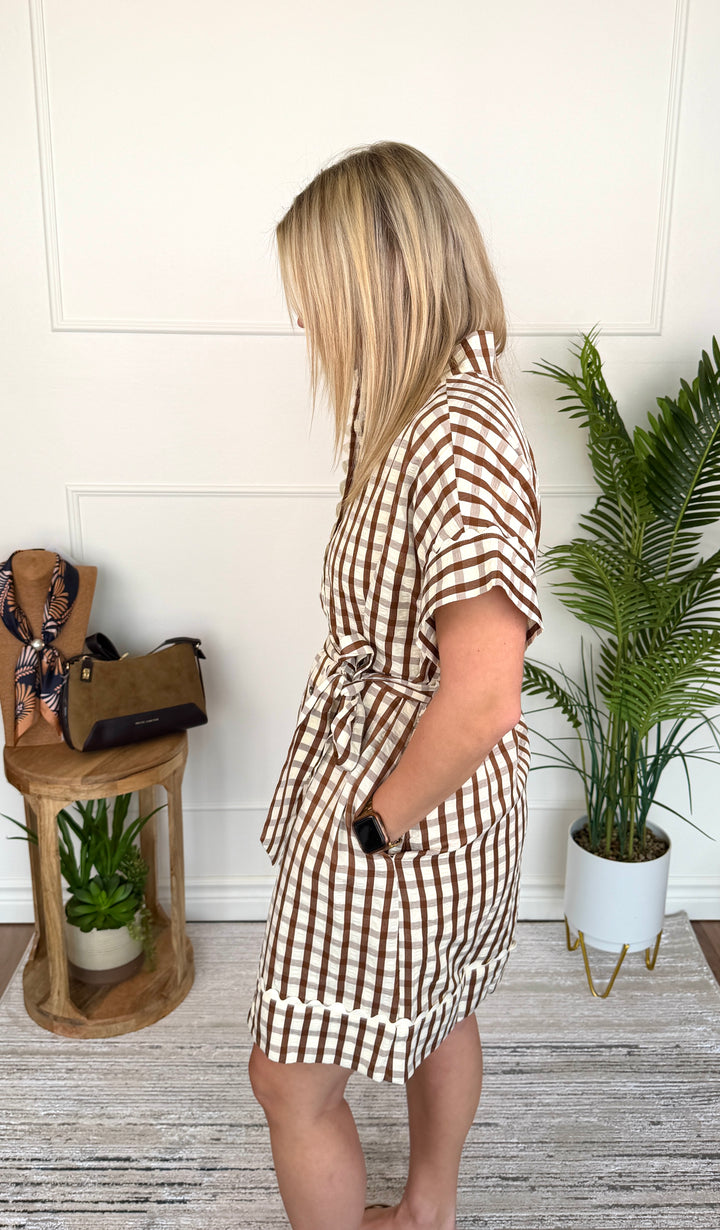 Perfectly Plaid Dress - Brown