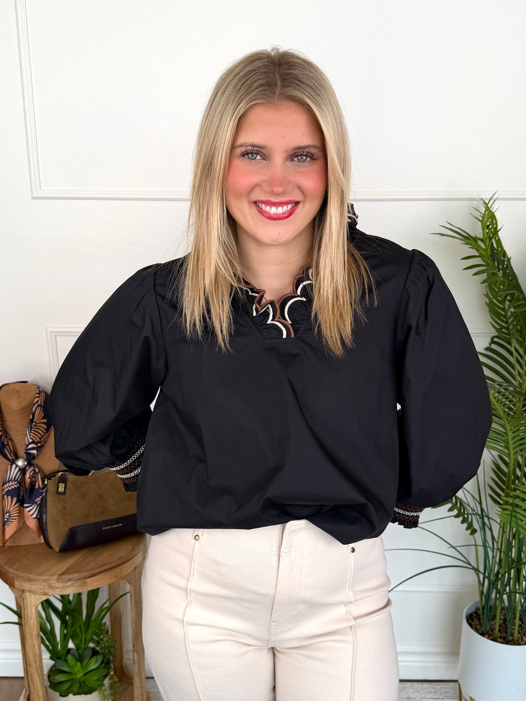 Scalloped Neck Top