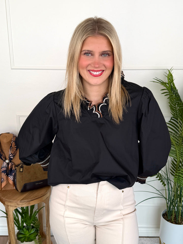 Scalloped Neck Top