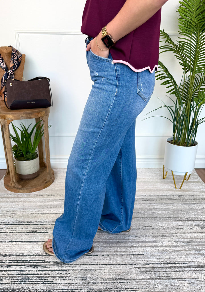 High Rise Wide Leg Tummy Tuck Worn
