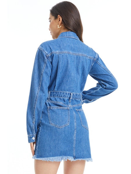 FINAL SALE Bayeas Theresa Denim Shirt Dress - Medium Blue