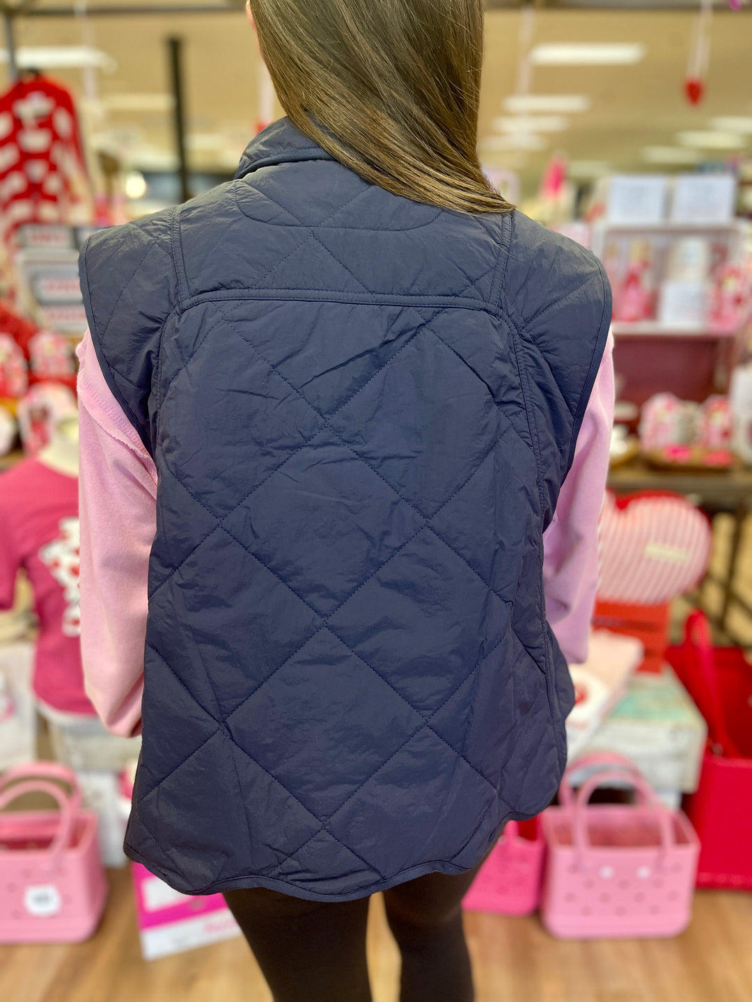 Bubble Gum Quilted Vest - Navy