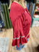 boho style top, with flutter sleeve, tie at neck, embroidery down front and on sleeves, maroon top with flower embroidery