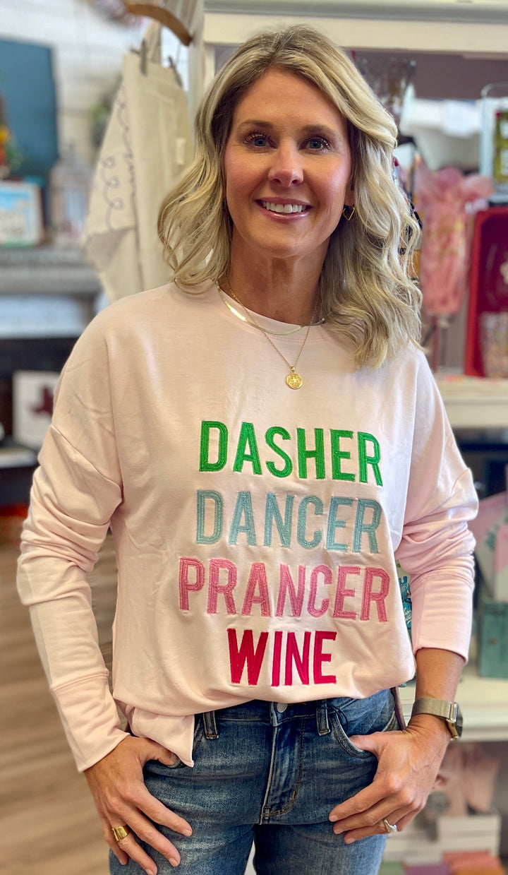 Dasher Dancer Prancer Wine Sweatshirt