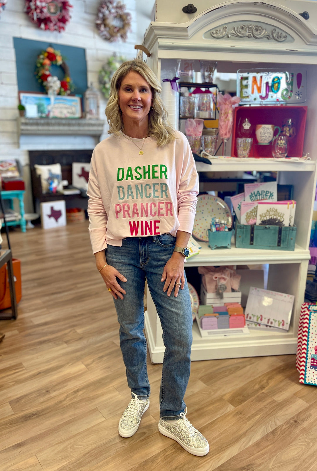 Dasher Dancer Prancer Wine Sweatshirt