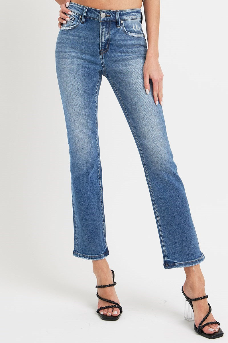Risen Mid Rise Straight Denim
