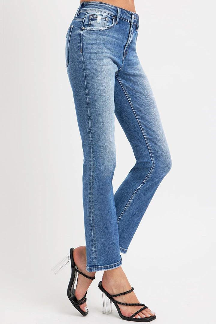 Risen Mid Rise Straight Denim