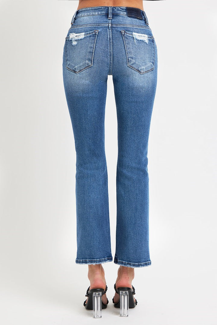 Risen Mid Rise Straight Denim