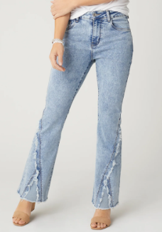 Everstretch Flare Jeans w/Crossover Fringe