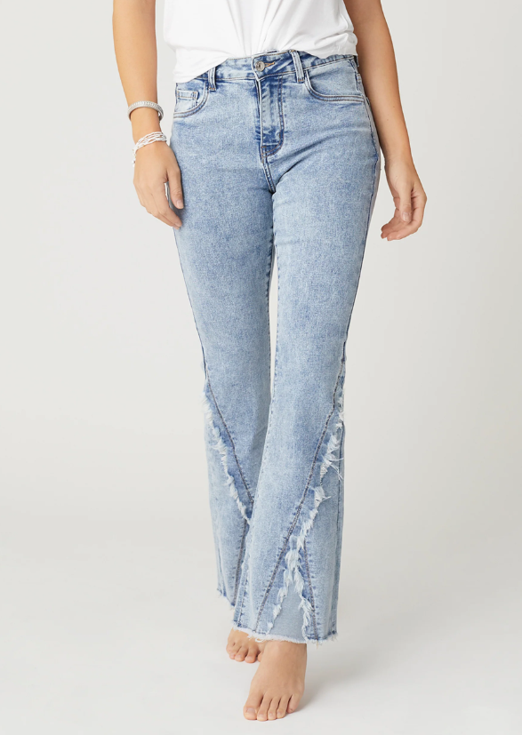 Everstretch Flare Jeans w/Crossover Fringe