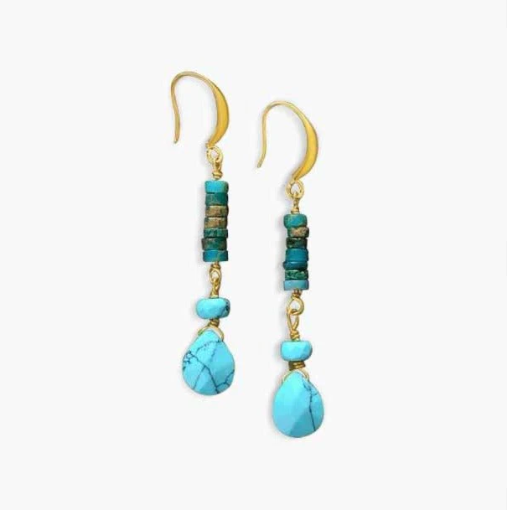 Blue Ocean Earrings - Gold